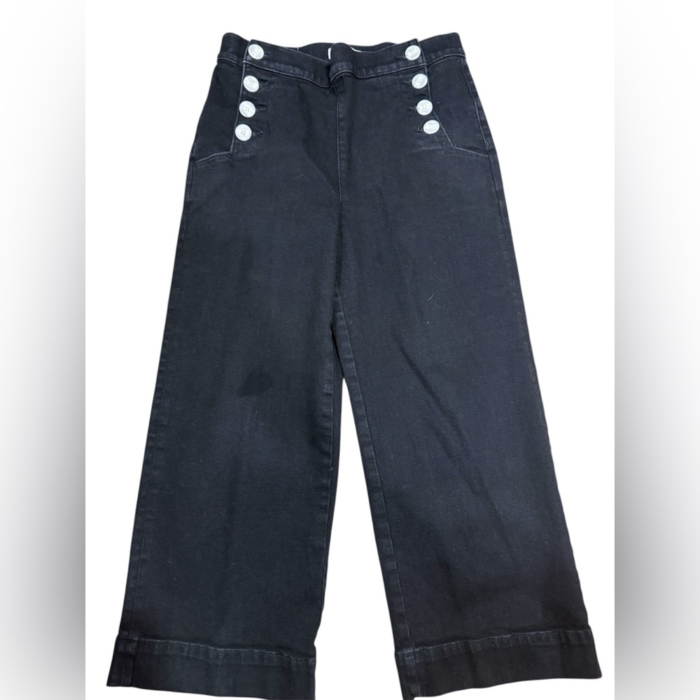 Loft Sailor Wide-Leg Culottes with Button Detail
